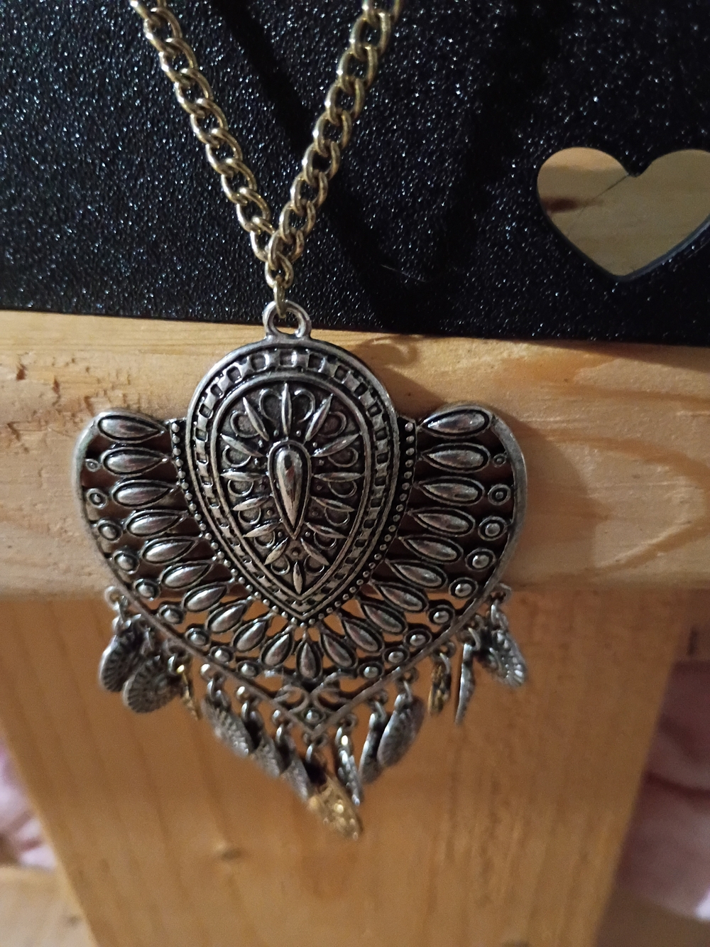 Bohemian Silver-Tone Filigree Pendant Necklace